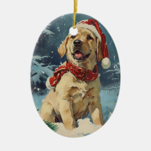 Labrador jul julgransprydnad keramik