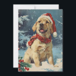 Labrador jul julkort<br><div class="desc">Fira julens magi med vårt fina helgdag-kort som innehåller en lovvärd Labrador i en charmerande julhatt. Labradors vänliga ögon och att vifta med svan förmedlar säsongens anda och skapar en snabb känsla av glädje och festlighet.</div>