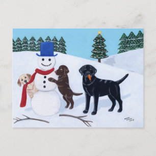 Labrador jul med snögubben helg vykort