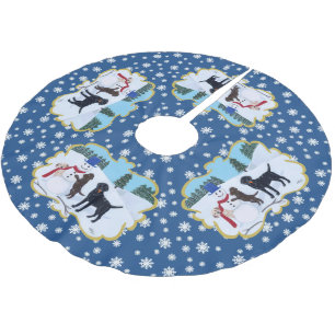 Labrador jul med snögubben julgransmatta borstad polyester