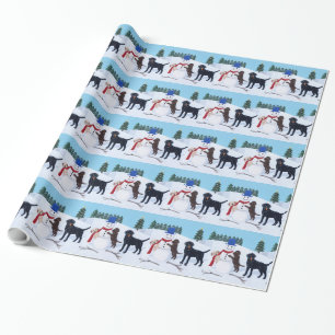 Labrador jul med snögubben presentpapper