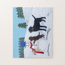 Labrador jul med snögubben pussel
