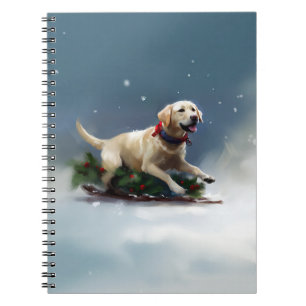 Labrador jul snö vinter anteckningsbok
