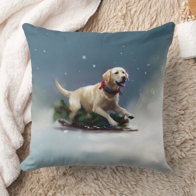 Labrador jul snö vinter kudde (Filt)
