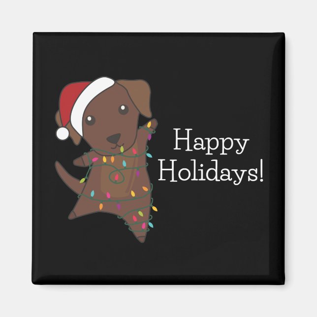 Labrador jul Snö Winter Animals Hundar Magnet (Framsidan)