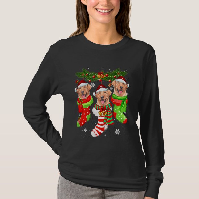 Labrador jul Socks Träd Light Julafton Santa Hat T Shirt (Framsida)