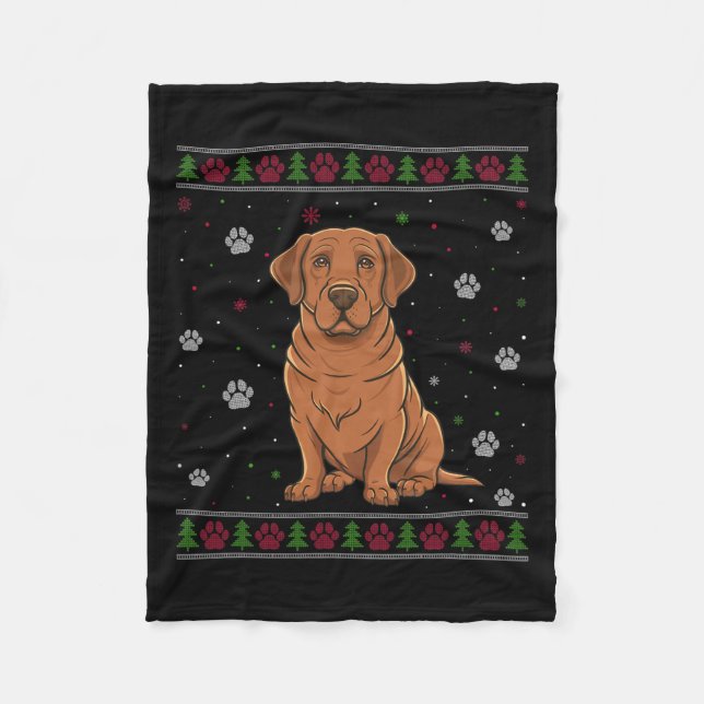 Labrador jul Sweater Julafton Pet Animal Hund Lov Fleecefilt (Framsidan)