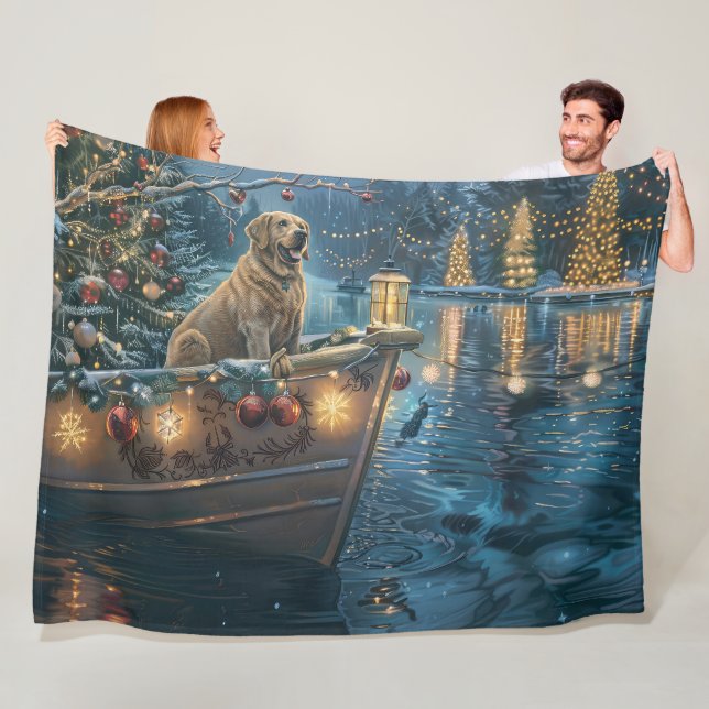 Labrador Julfirande resa Fleecefilt (På plats)