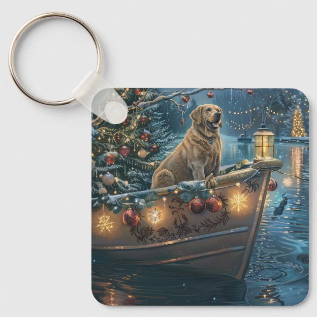Labrador Julfirande resa Nyckelring (Framsida)