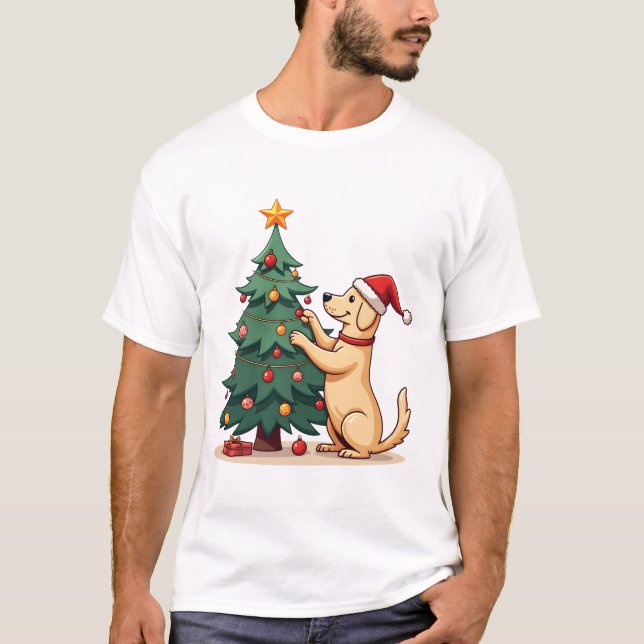 Labrador Julgran Hjälpare T Shirt (Framsida)