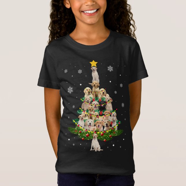 Labrador Julgran Labrador Santa Hat Ljus T Shirt (Framsida)