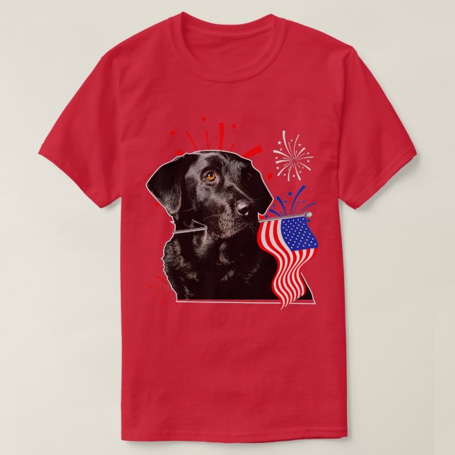 Labrador juli 4:e Svart lab patriotiska amerikansk T Shirt (Design framsida)