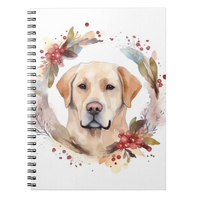 Labrador Julkrans Festlig Valp Anteckningsbok (Framsidan)