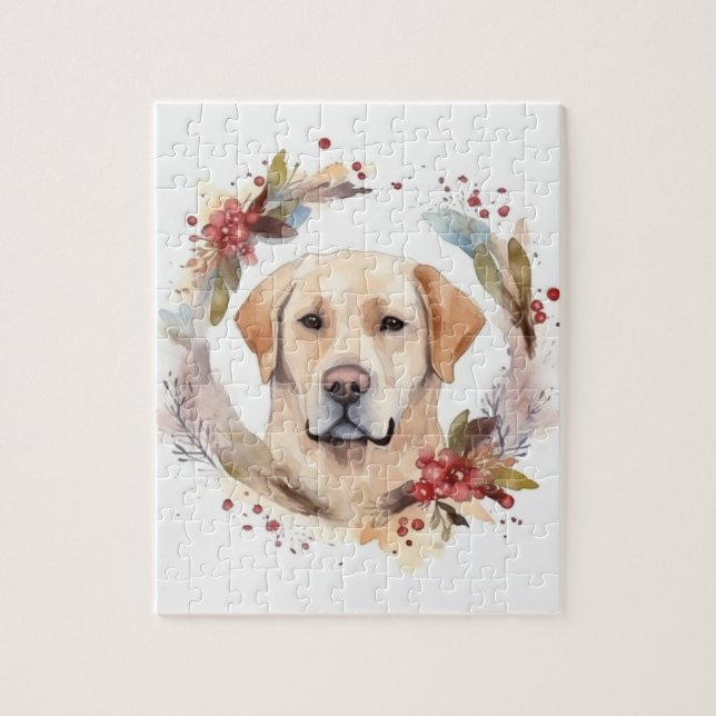 Labrador Julkrans Festlig Valp Pussel (Vertikal)
