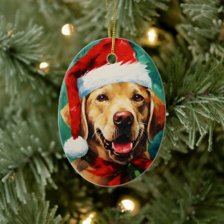 Labrador Julpenselmålning av grafik Julgransprydnad Keramik