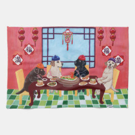 Labrador kinesisk restaurangmålning kökshandduk