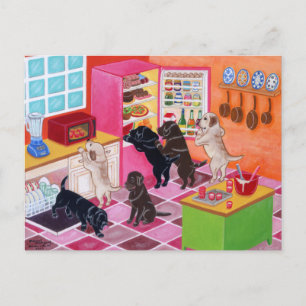 Labrador Kitchen Party Painting Vykort