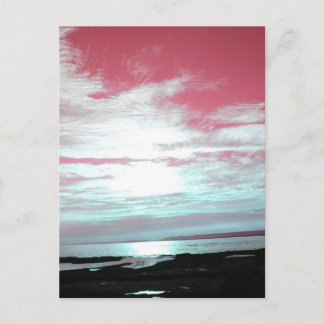 Labrador Kusten Rosa Himmel och Beach Vykort