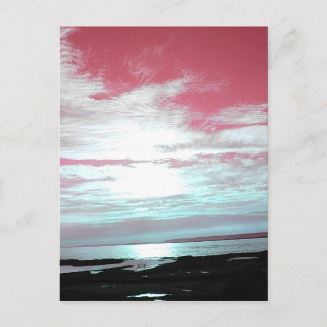 Labrador Kusten Rosa Himmel och Beach Vykort (Framsida)