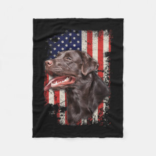 Labrador Labs Patriotic American Flagga 4 juli Fleecefilt
