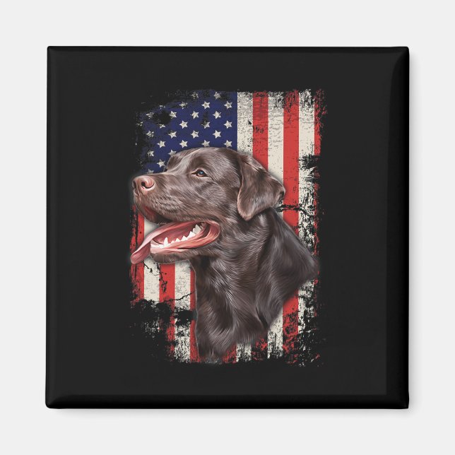 Labrador Labs Patriotic American Flagga 4 juli Magnet (Framsidan)