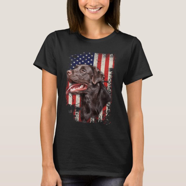 Labrador Labs Patriotic American Flagga 4 juli T Shirt (Framsida)