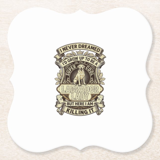Labrador Lady Dog Crown Shield_1 Underlägg Papper (Framsida)