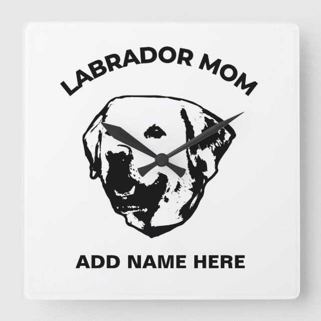 Labrador Mamma Fyrkantig Klocka (Framsida)