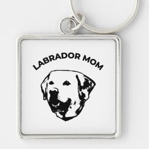 Labrador Mamma Fyrkantig Silverfärgad Nyckelring