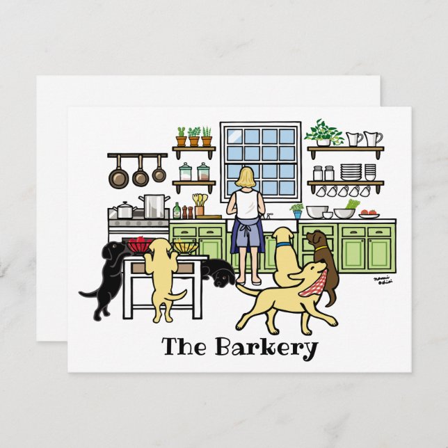 Labrador Mamma Kitchen Blonde Kort (Fram/baksida)