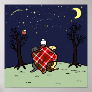 Labrador mamma och Starry himmel Poster