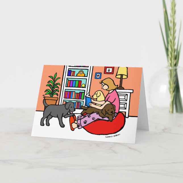 Labrador Mamma Reading Kort (Framsida)