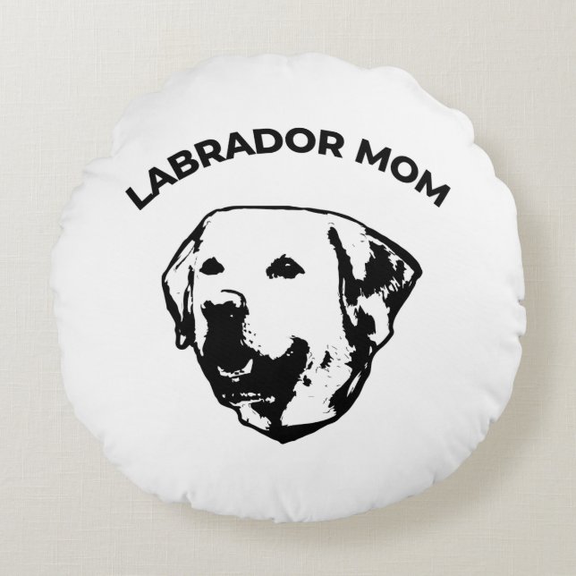 Labrador Mamma Rund Kudde (Framsidan)