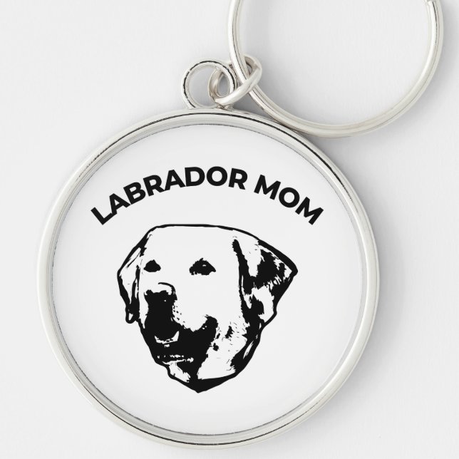 Labrador Mamma Rund Silverfärgad Nyckelring (Framsidan)
