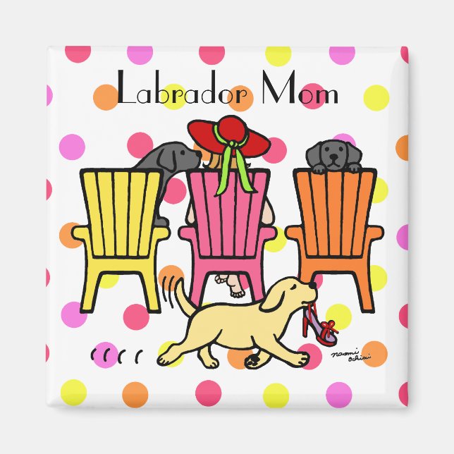Labrador Mamma vid Poolside Magnet (Framsidan)