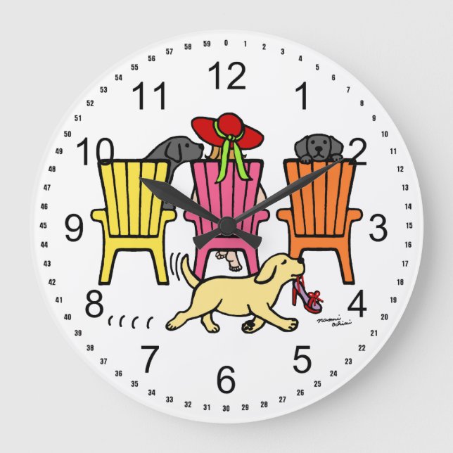 Labrador Mamma vid Poolside Stor Klocka (Framsida)