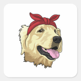Labrador med Bandana Fyrkantigt Klistermärke