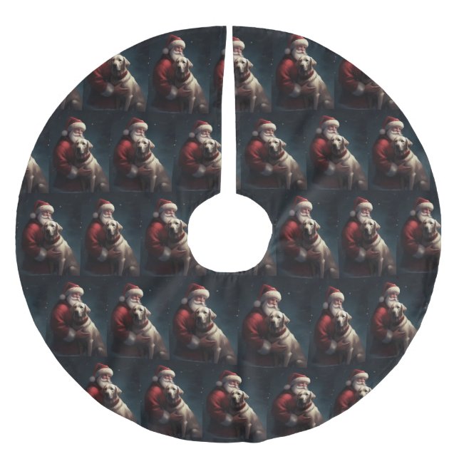 Labrador med Jultomten under julen Julgransmatta Borstad Polyester (Framsidan)