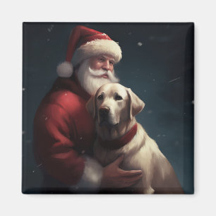 Labrador med Jultomten under julen Magnet
