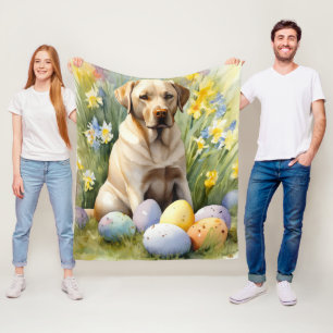 Labrador med påskägg fleecefilt