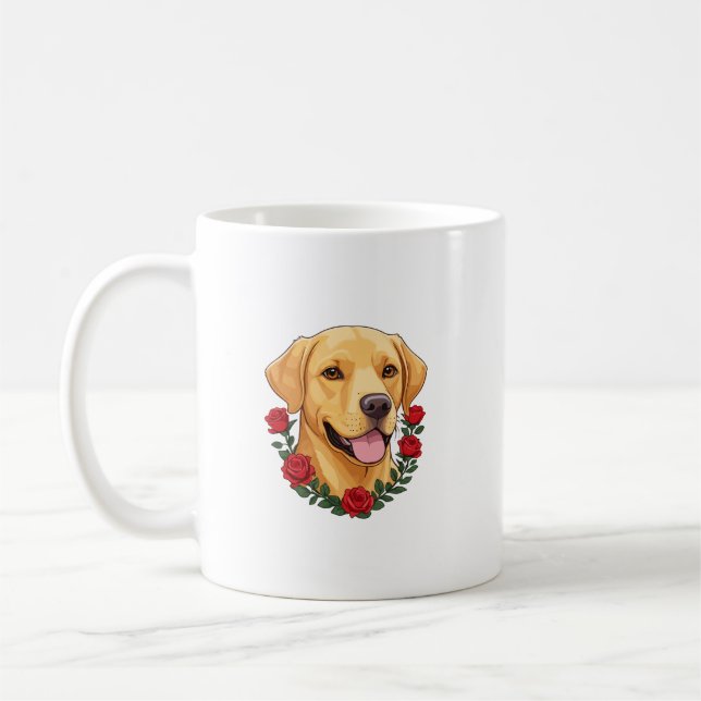 Labrador med Röd ros Kaffemugg (Vänster)