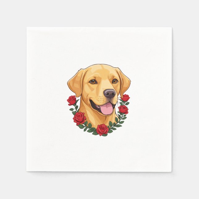 Labrador med Röd ros Pappersservett (Framsidan)