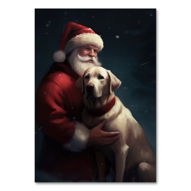 Labrador med Tomte Festiv Jul  Bordsnummer (Framsidan)
