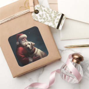 Labrador med Tomte Festiv Jul Fyrkantigt Klistermärke