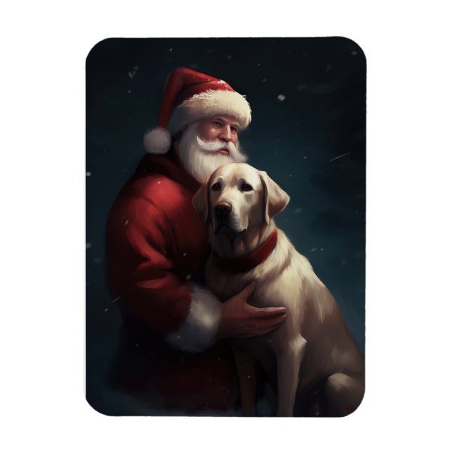 Labrador med tomte festlig jul  magnet (Vertikal)