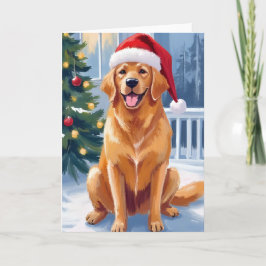 Labrador med tomtehatt | Glad jul hund målning Kort