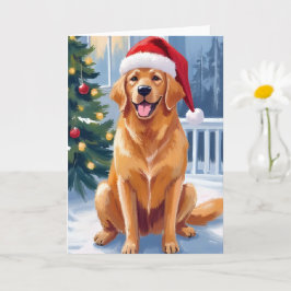 Labrador med tomtehatt | Glad jul hund målning Kort