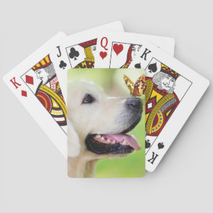 Labrador och fjäril Dekorativ kudde Casinokort