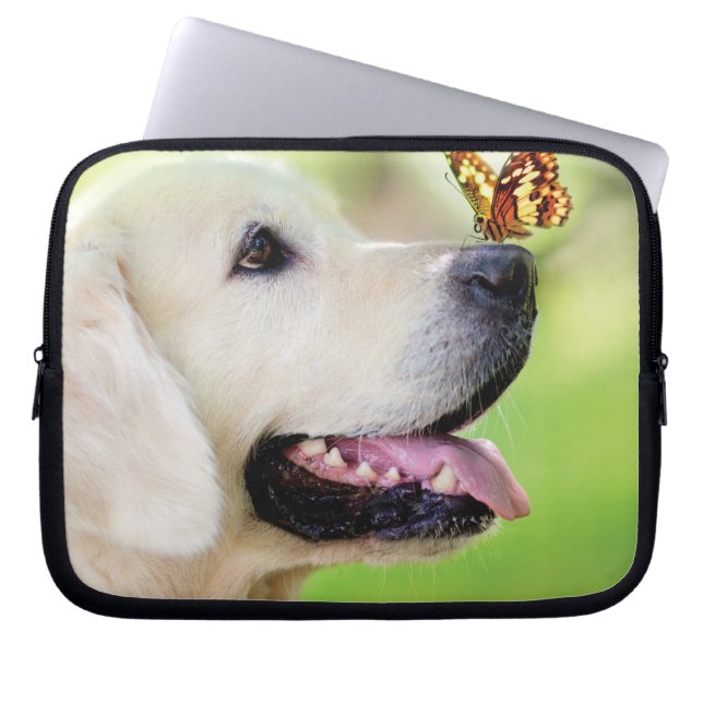 Labrador och fjäril Dekorativ kudde Laptop Fodral (Framsidan)