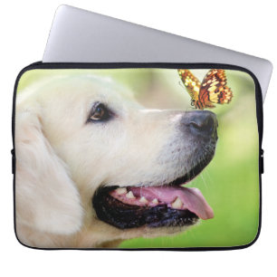 Labrador och fjäril Dekorativ kudde Laptop Fodral